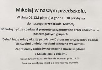 Mikołaj w naszym przedszkolu.