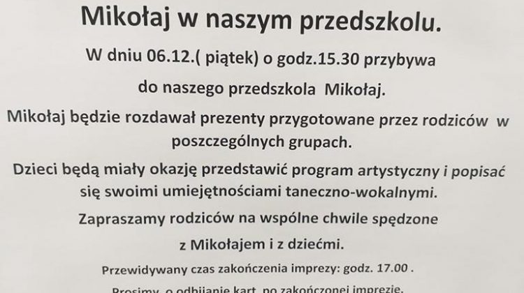 Mikołaj w naszym przedszkolu.